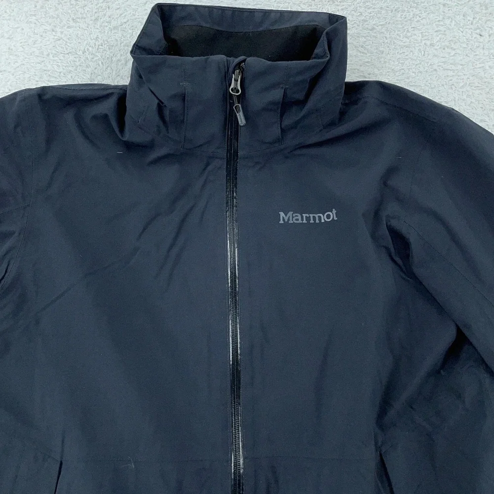 Marmot MemBrain Rain Shell Jacket Mens Medium Black Seam Taped Full Zip NO LINER